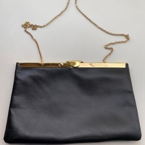 Vintage Etra  Black Leather Clutch/ Shoulder Bag